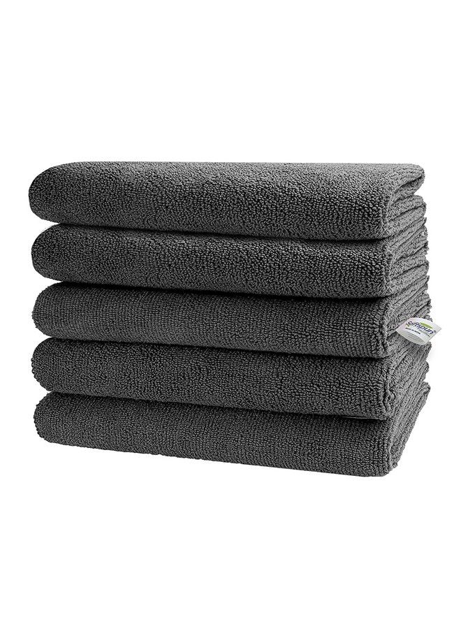 SOFTSPUN Microfiber Baby Hand & Face Wipes 30X30 Cms 5 Piece Towel Set 340 Gsm (Grey) Super Soft & Silky For Hand Face And Body Hypoallergenic Sensitive Skin Wipes & Washcloths. - Image 1