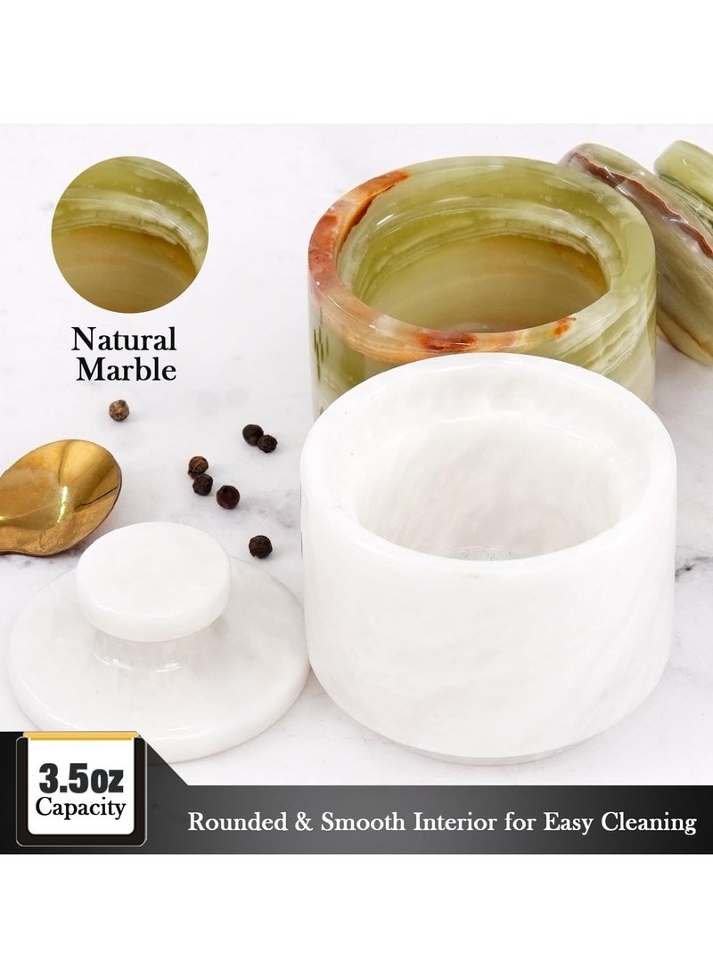 RADICALn - Handmade Green and White Salt Cellar Set of 2 For Kitchen Decoration - Image 1