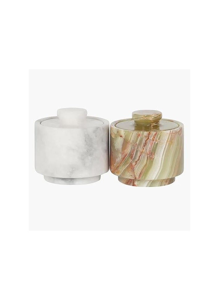 RADICALn - Handmade Green and White Salt Cellar Set of 2 For Kitchen Decoration - Image 1