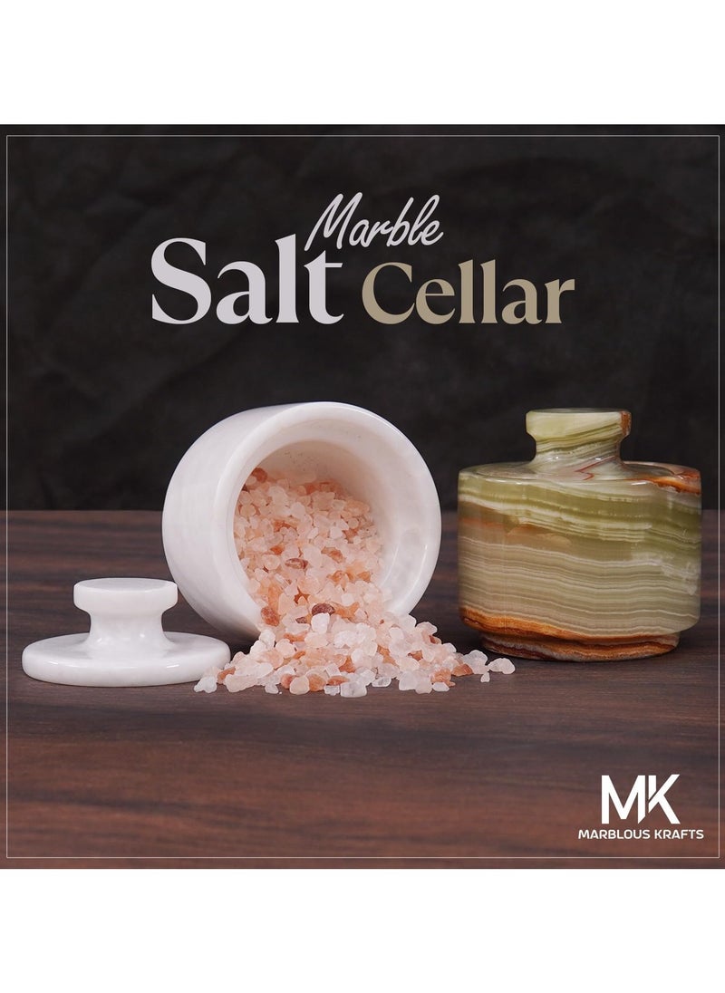 RADICALn - Handmade Green and White Salt Cellar Set of 2 For Kitchen Decoration - Image 1