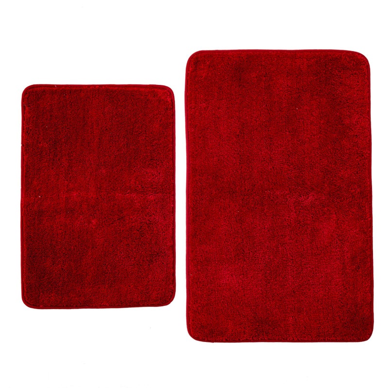 DSHXL 2 Piece Bathroom Rugs and Mats Sets Soft Bath Mats for Bathroom with NonSlip Backing Machine Washable Microfiber Absorbent Bath Rugs 16x24 Plus 20x32Red