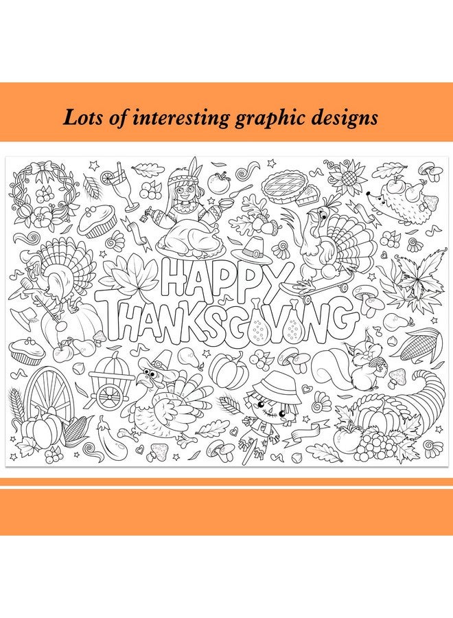 HOWAF Happy Thanksgiving Coloring Poster with 24 pcs (12 Colors) Paint Pens, Fall Harvest Themed Jumbo Paper Coloring Banner or Tablecloth with Turkey Pumkin Design for Kids Classroom Home Party Supplies - Image 2