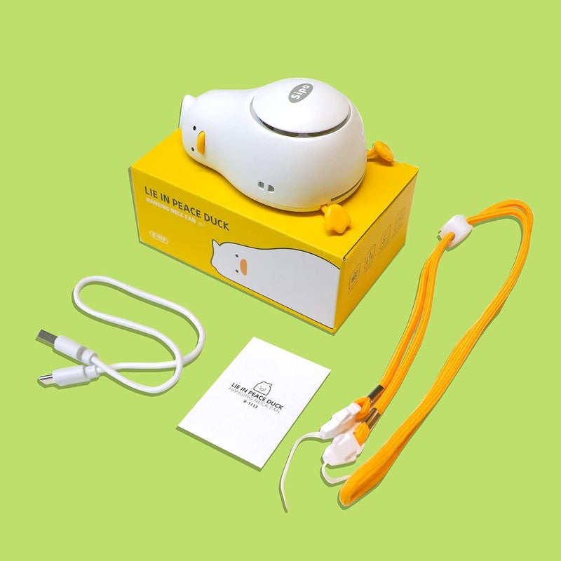 SIPA Cute Mini Duck Fan Design Portable Fan Hanging Neck Fan Hands free Fan USB Rechargeable 3Speed Safe Bladeless Design Neck Hang Good for Indoor Outdoor - Image 4