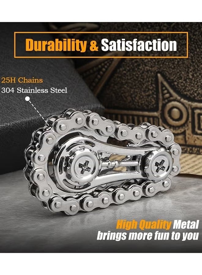 سلسلة فيدجيت رائعة، ألعاب حلقات فيدجيت سبينر للأطفال والكبار، سلسلة دراجات معدنية حسية، مكعب تروس، لعبة مبتكرة لتخفيف التوتر، لعبة سبينر حركية لليد والإصبع، هدية مكتبية - Image 3