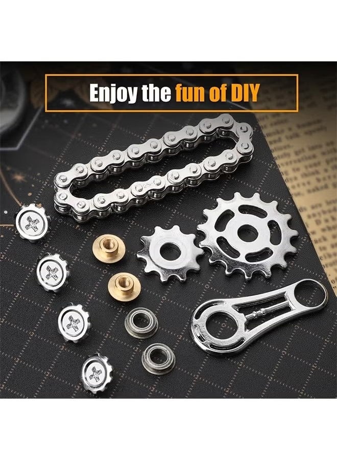 سلسلة فيدجيت رائعة، ألعاب حلقات فيدجيت سبينر للأطفال والكبار، سلسلة دراجات معدنية حسية، مكعب تروس، لعبة مبتكرة لتخفيف التوتر، لعبة سبينر حركية لليد والإصبع، هدية مكتبية - Image 2