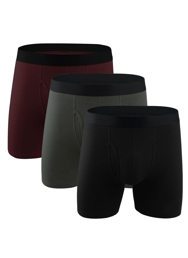 Selecta Now - Mens Boxer Shorts Soft Cotton Underwear Breathable Pack Of 3 Trunks Briefs Pouch Fly - Image 1