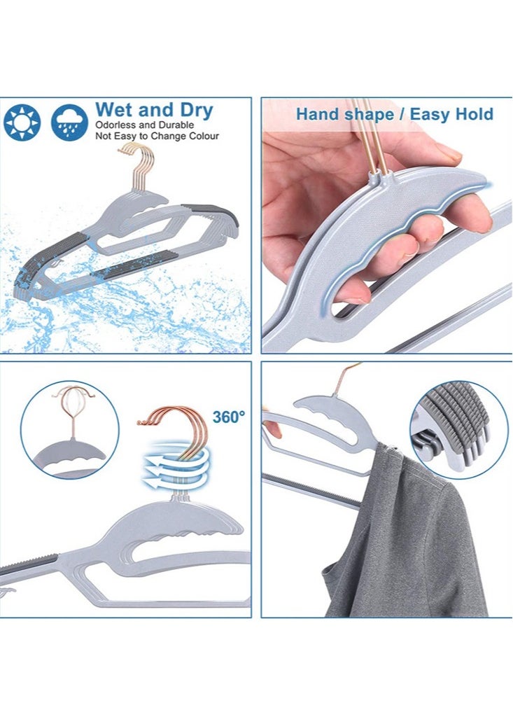 Perfii 20 Pack Heavy Duty Plastic Hangers, 0.2 Inches Thick, Non-Slip Design, 360° Swivel Hook, Ideal for Bedroom Closet, Shirts, Pants, and Coats, Space-Saving Organization  - Image 2