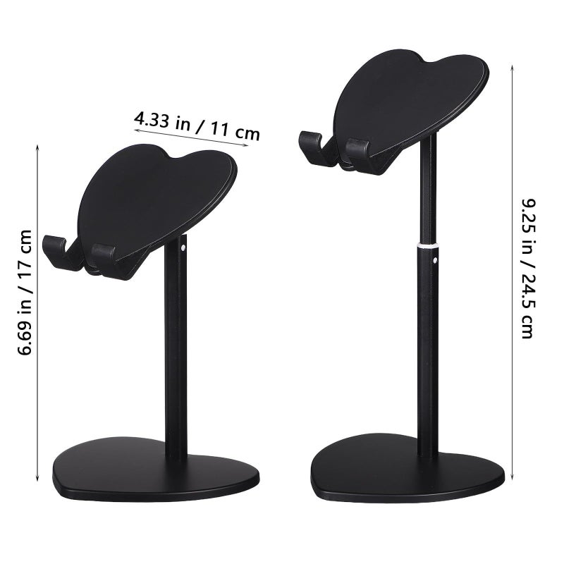 Black Metal Heart Shaped Adjustable Tablet Stand Phone Holder For Home Office - Image 3