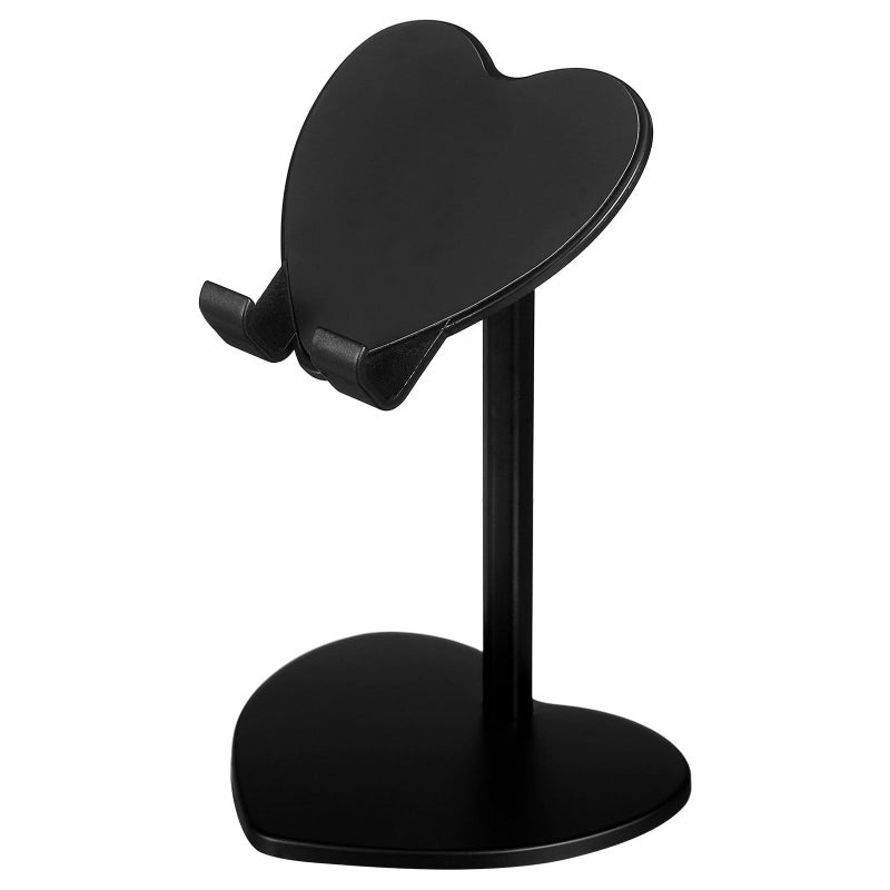 Black Metal Heart Shaped Adjustable Tablet Stand Phone Holder For Home Office - Image 2