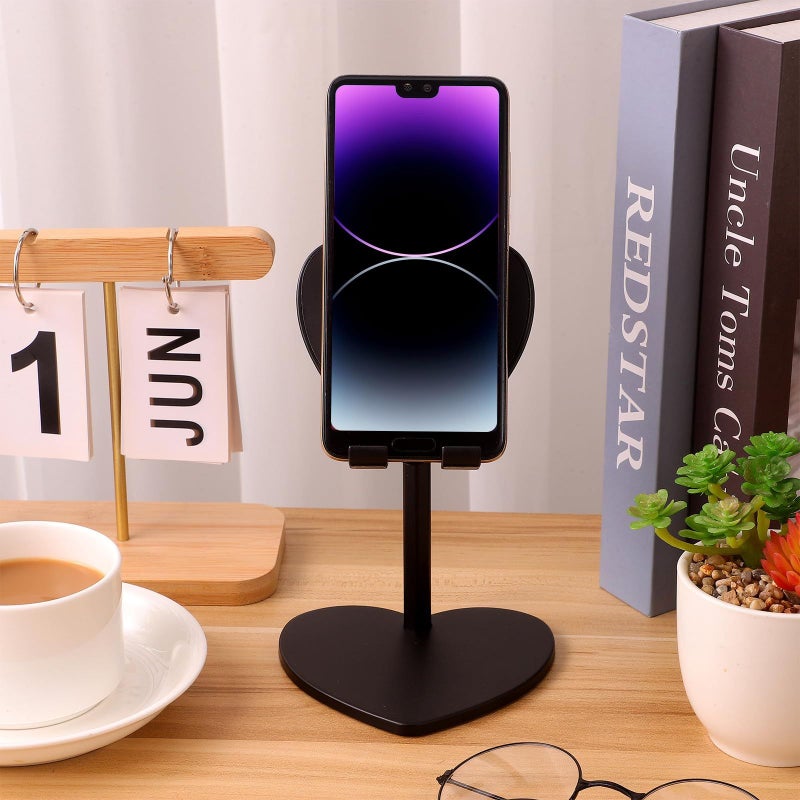 Black Metal Heart Shaped Adjustable Tablet Stand Phone Holder For Home Office - Image 5
