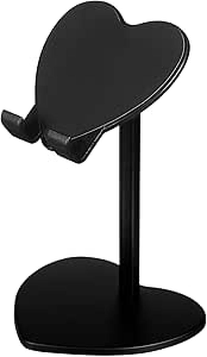 Black Metal Heart Shaped Adjustable Tablet Stand Phone Holder For Home Office - Image 1