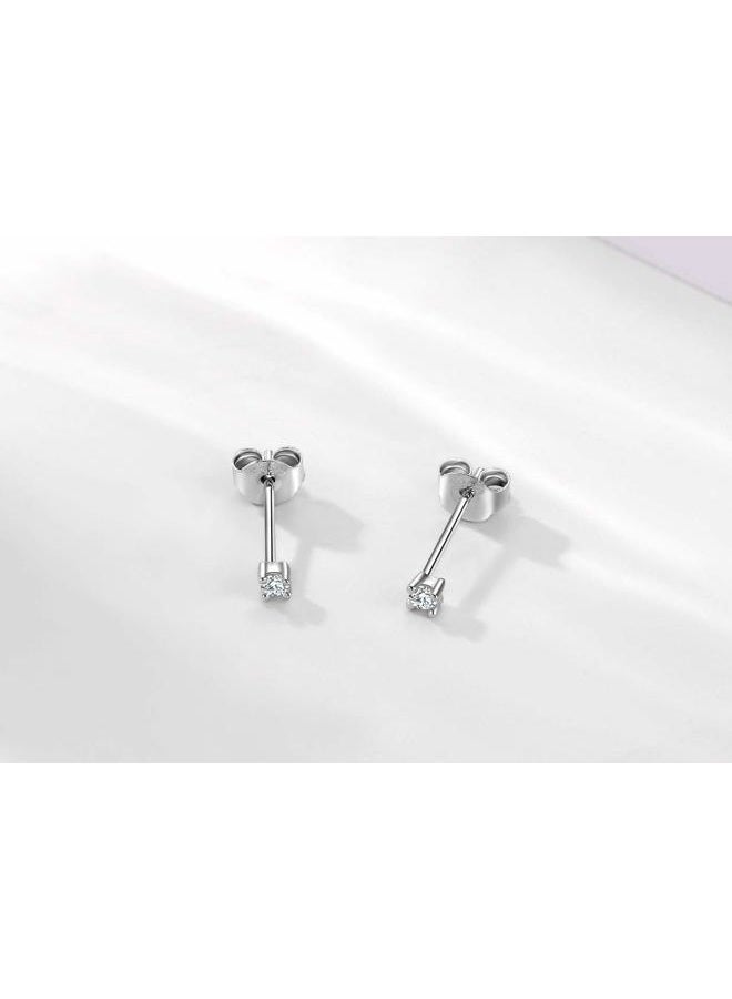 EPIRORA Sterling Silver Stud Earrings for Women Girls- 3 Pairs of 2mm Tiny Ball Stud Earrings Round CZ Cubic Zirconia Earrings Pearl Earrings Set Cartilage Small Tragus Earrings Nose Lip Rings, Metal, - Image 5