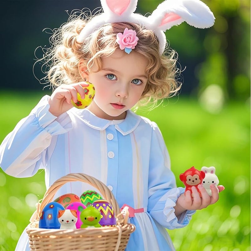 أنديتوي 24 Pack Prefilled Easter Eggs with Animal Slow Rising Squishy Toys Inside Stress Relief Squeeze Toys for Kids Girls Boys Easter Basket Stuffers Gifts Party Favors - Image 5