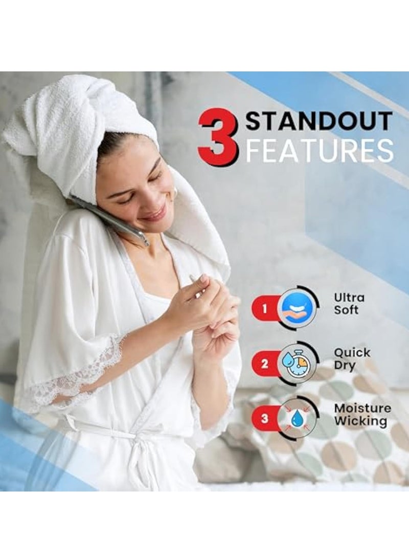 Arabest Luxury 100% Cotton Towel Set – 8 Piece Bathroom Towel Set (2 Bath Towels, 2 Hand Towels, 4 Washcloths) – Soft & Absorbent Towels for Bathroom (Brilliant White) - Image 2