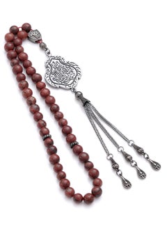Subhati Gandeel Prayer Beads ( Misbah ) with metal Parts and Jasper Stone | 8 MM Beads - 45  - Image 2