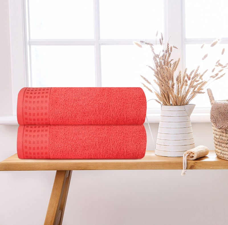 GLAMBURG 100% Cotton 2 Pack Oversized Bath Towel Set 28x55 Inches  Ultra Soft Highly Absorbant Compact Quickdry & Lightweight Large Bath Towels  Ideal for Gym Travel Camp Pool - Coral Orange - Image 3