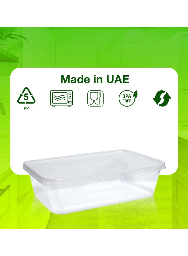 650ml Disposable Microwave Containers with Airtight Lids - BPA-Free, Leakproof, Stackable (Pack of 5)  - Image 3