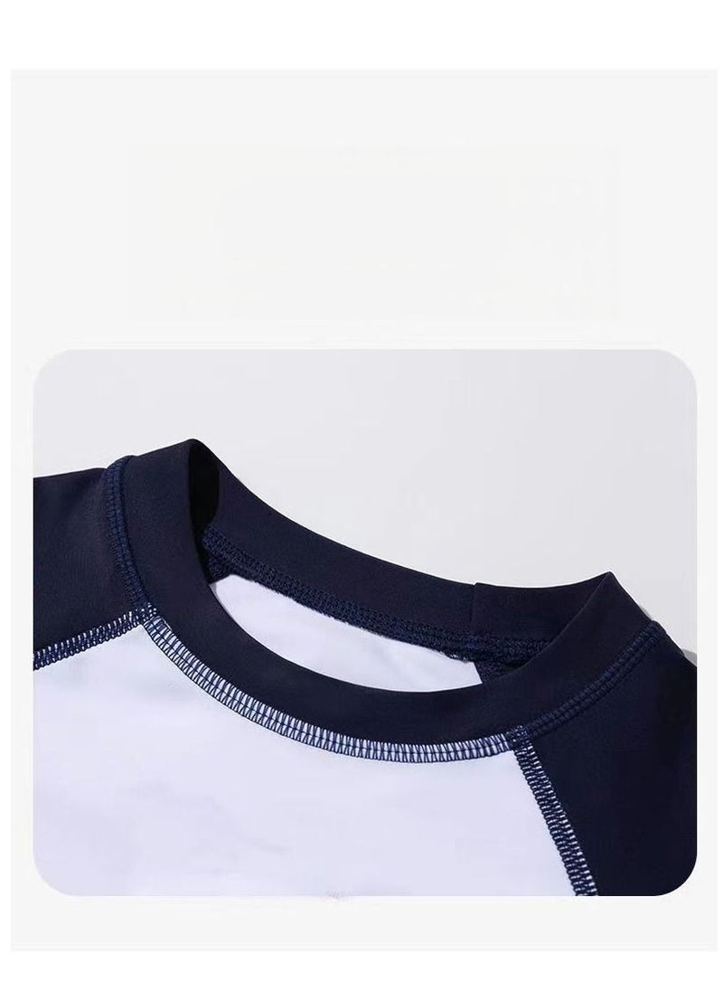 2023 Children's Sunscreen Quick-Drying Swimsuit Swimming Training Hot Spring Suit Professional Five-Point Boy Short-Sleeved Split Suit  - Image 2