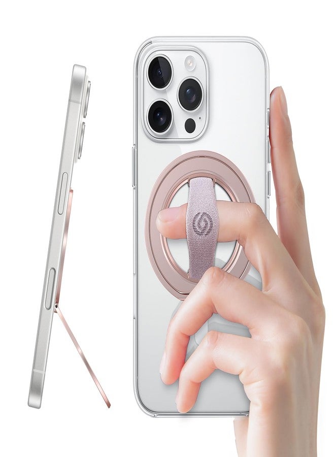 EWA MagOne 3rd Gen [Compatible with MagSafe] Phone Grip Stand with Finger Strap, Removable Magnetic Ring Holder Kickstand Loop for iPhone 17,16,15,14,13,12 Series (Pink) - Image 1