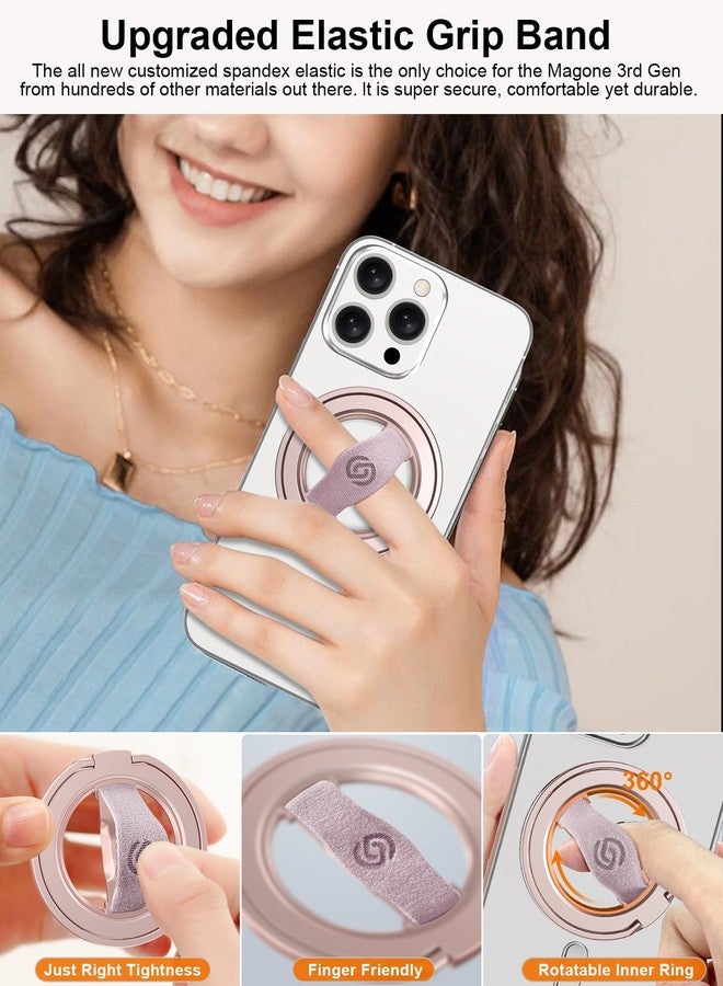 EWA MagOne 3rd Gen [Compatible with MagSafe] Phone Grip Stand with Finger Strap, Removable Magnetic Ring Holder Kickstand Loop for iPhone 17,16,15,14,13,12 Series (Pink) - Image 3