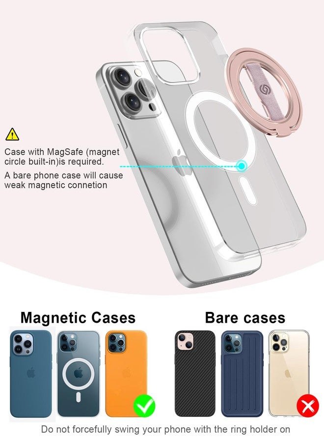EWA MagOne 3rd Gen [Compatible with MagSafe] Phone Grip Stand with Finger Strap, Removable Magnetic Ring Holder Kickstand Loop for iPhone 17,16,15,14,13,12 Series (Pink) - Image 4