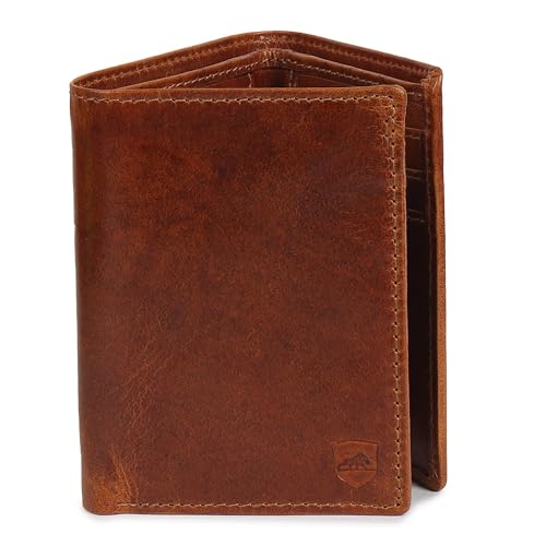 SAMTROH Leather Three-Fold Wallet for Men | 6 Card Slots I 2 Currency & 2 Secret Compartments I 1 Id Card Slot (Tan) - Image 1