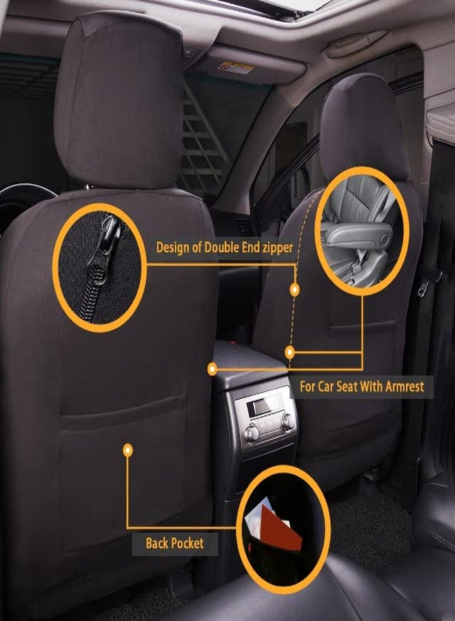 Flying Banner car seat Covers Quality Carbon Fiber Air Mesh Fabric Sport Low High Back Bucket Back Pocket Arm Rest (2 Fronts - Low Bucket, Black) - Image 3