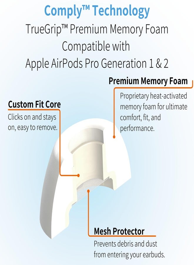 Comply Foam TrueGrip Premium Memory Foam Ear Tips for Apple AirPods Pro 1st and 2nd Gen, S M L, White, 3 Pairs, Enhanced Comfort, Secure Fit, Superior Noise Isolation, with Removal and Cleaning Tool - Image 5