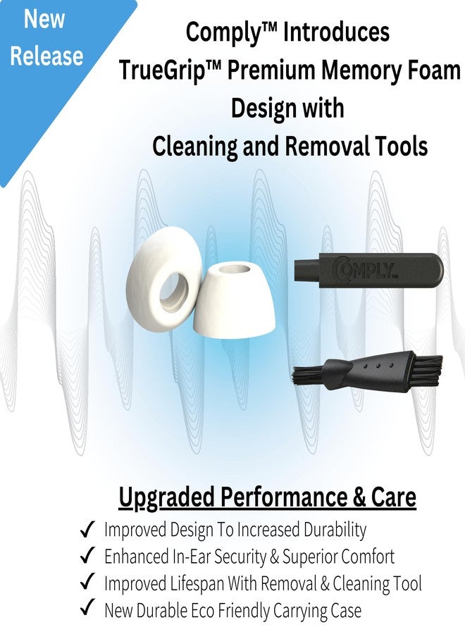 Comply Foam TrueGrip Premium Memory Foam Ear Tips for Apple AirPods Pro 1st and 2nd Gen, S M L, White, 3 Pairs, Enhanced Comfort, Secure Fit, Superior Noise Isolation, with Removal and Cleaning Tool - Image 2
