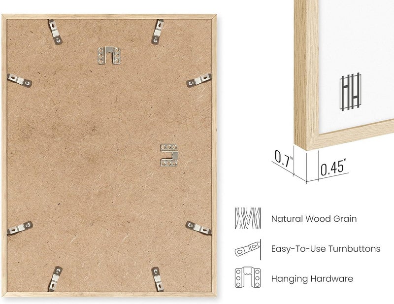 KOOPAO 16"x24" Oak Wood Picture Frame Natural Wood Color Set of 1-16x24 Poster Frame for Wall Art Decor, 16x24 Poster Photo Wooden Frames, Ready to Hang Horizontal and Vertical 40.8x61.2cm Picture - Image 3