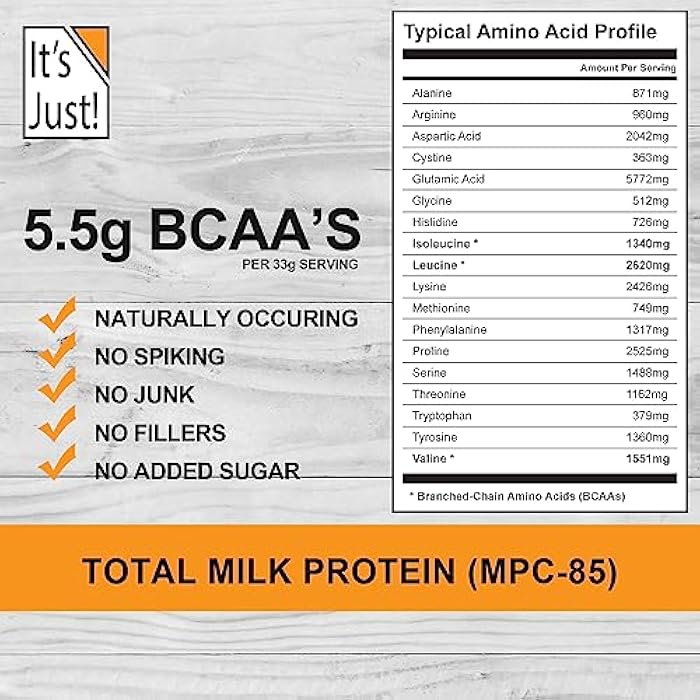 It's Just! - Total Milk Protein Concentrate Powder, Naturally 80% Casein / 20% Whey, rBSH/RBST Hormone Free, No Added Sugar, MPC-85 (1 Pound, Unflavored) - Image 3