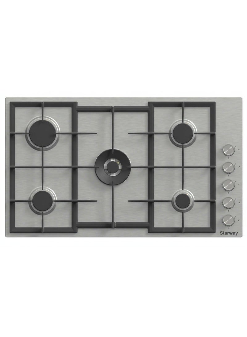 Starway 5 Burner Built In Gas Cooker, 87x52 cm, Iron Cast Stand, Easy To Clean, Auto Burn, Total Safety, - Image 1