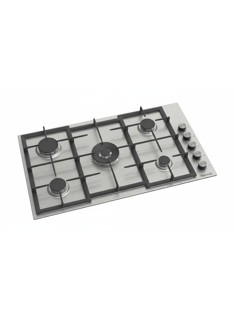 Starway 5 Burner Built In Gas Cooker, 87x52 cm, Iron Cast Stand, Easy To Clean, Auto Burn, Total Safety, - Image 2