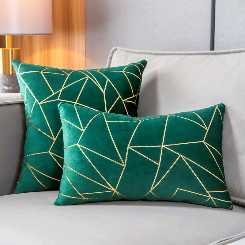 YONGLIU YONGLIU Throw Pillow Covers Velvet Decorative 2 Packs Ultra-Soft Cushion Case for Christmas Sofa Bedroom Car Living Room (Alpine Green  16""X16"")  - Image 4