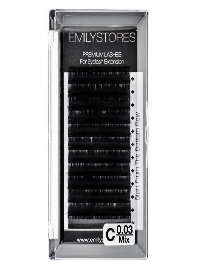 EMILYSTORES 0.03mm Thickness C Curl Eyelash Extension 8-14MM Mixed Fine Soft Light-Weight Volume Individual Lash For Easy Fan Eyelash Extensions (8-14MM Mixed) - Image 1