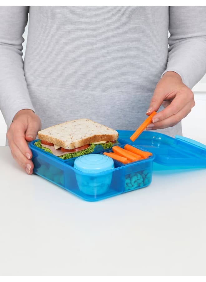 Sistema Plastic Bento Lunch Box With Yogurt Pot, 1.65 Liter Capacity, Blue - Image 2