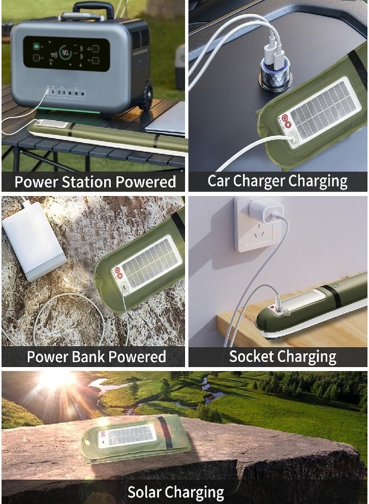 Foldable solar LED light tube with built-in battery, inflatable, IP66 waterproof, magnetic fill light, suitable for car, camping, travel, outdoor, multi-color light - Image 3