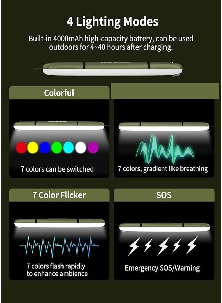 Foldable solar LED light tube with built-in battery, inflatable, IP66 waterproof, magnetic fill light, suitable for car, camping, travel, outdoor, multi-color light - Image 4