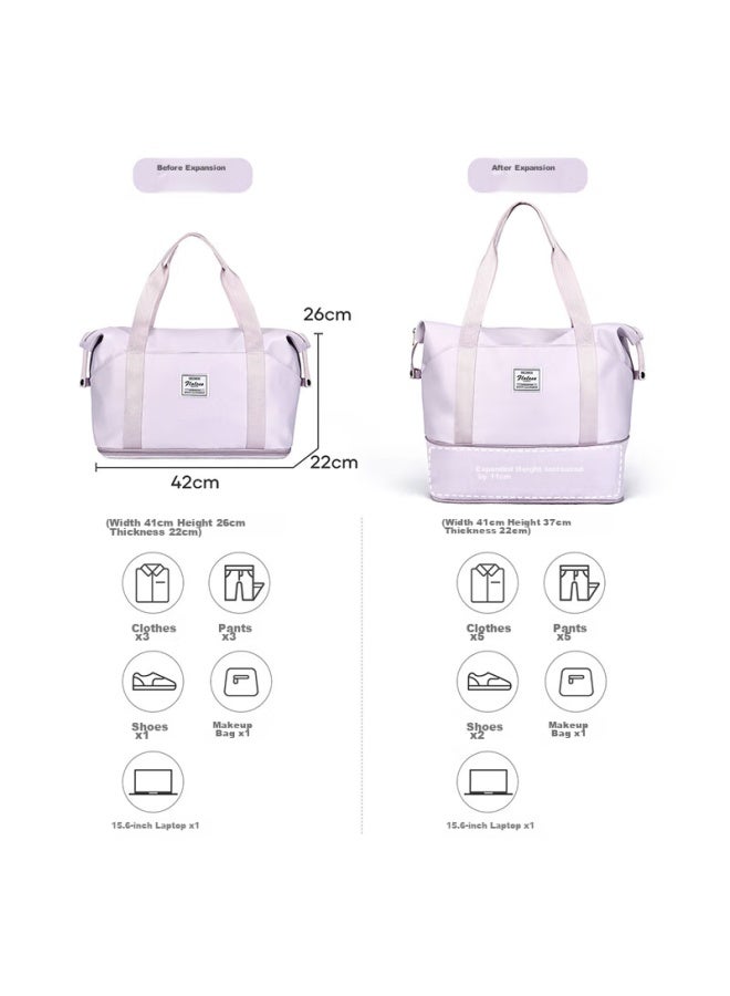 Landcase Handheld Travel Bag For Women, Large Capacity Luggage Bag, Expandable Storage Bag, Wet And Dry Separation Gym Bag, 2104 Purple - Image 3