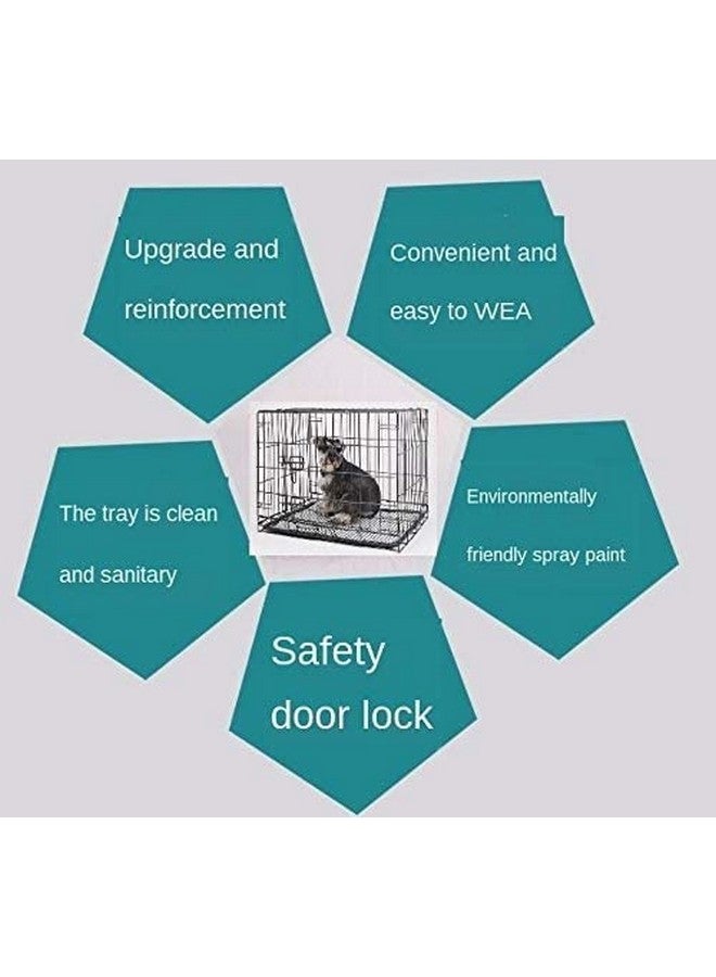 Black Silver Cage/Crate/Kennel With Removable Tray For Dogs/Cats, Folding Metal Cage With Paw Protector Easy To Move With Removable Tray 30 Inch Cage - Image 5