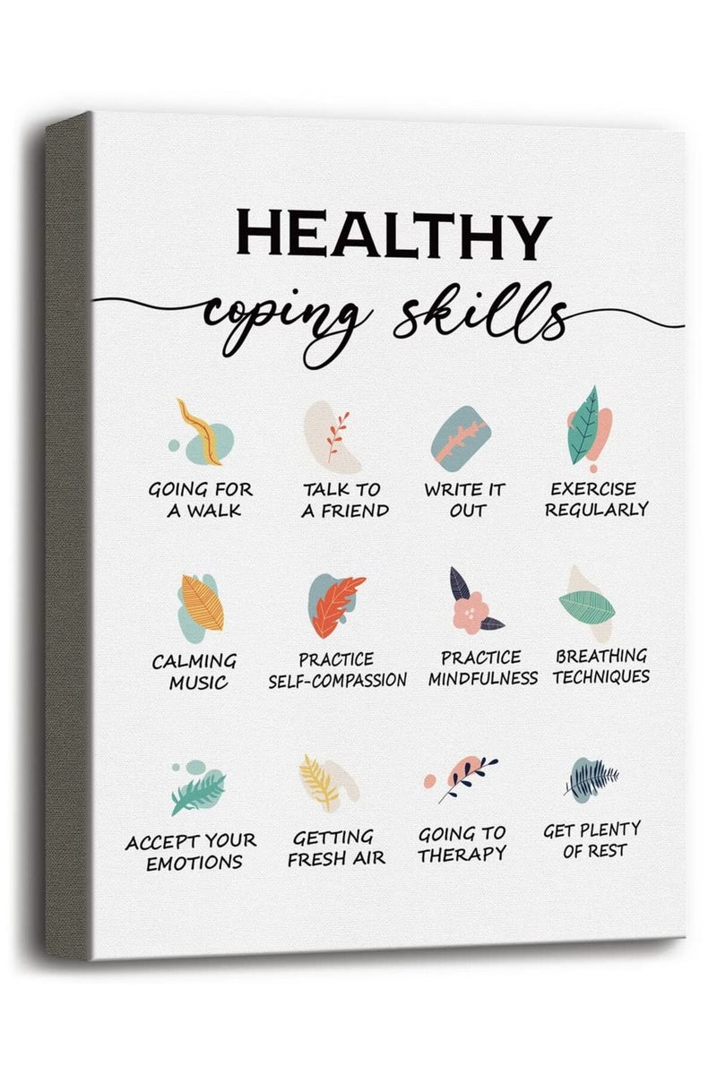 WKYAER Coping Skills Canvas Wall Art for Mental Health - Image 1