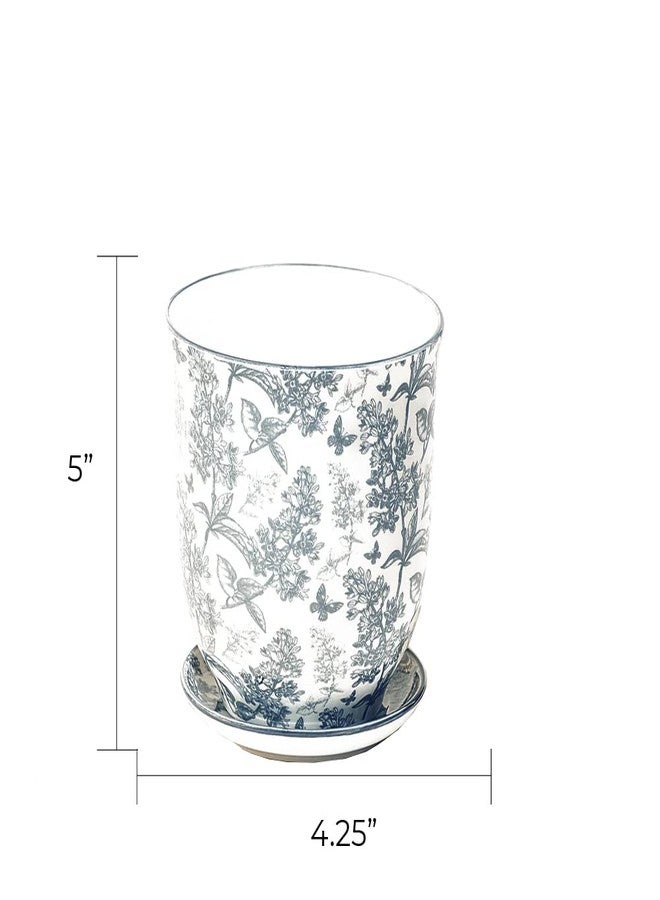 CHIVE ‘Liberte’ Ceramic Succulent Pots - 4.25” Cute Vintage Farmhouse Style Planters for Indoor Plants - Beautiful Home & Kitchen Decor - Grey Forest - Image 4