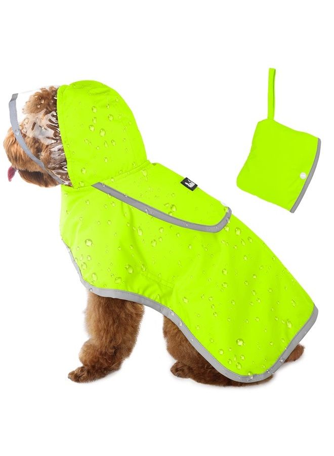 lukovee Dog Raincoat, Dog Rain Jacket with Clear Hooded Double Layer for Large Medium Small Dogs Puppies, Adjustable Waterproof Dog Rain Coat Poncho with Reflective Rim & Storage Pocket (S, Green) - Image 1