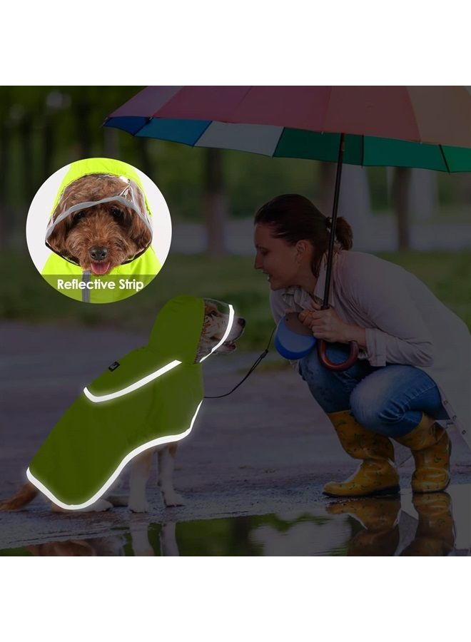 lukovee Dog Raincoat, Dog Rain Jacket with Clear Hooded Double Layer for Large Medium Small Dogs Puppies, Adjustable Waterproof Dog Rain Coat Poncho with Reflective Rim & Storage Pocket (S, Green) - Image 5