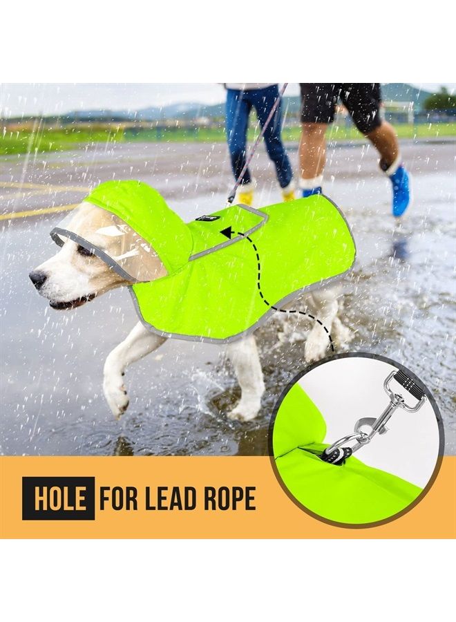 lukovee Dog Raincoat, Dog Rain Jacket with Clear Hooded Double Layer for Large Medium Small Dogs Puppies, Adjustable Waterproof Dog Rain Coat Poncho with Reflective Rim & Storage Pocket (S, Green) - Image 2