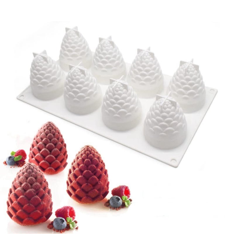 mostsom Silicone Mold Dessert Silicone Cake Mold For Baking Fondant Mould Fruit Shape Sugar Candy Jelly Bakeware Chocolates Mould (Pinecone B_11.68x6.84x3 inch) - Image 1