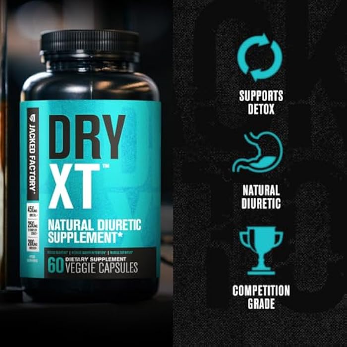 Jacked Factory Dry-XT Diuretic Water Pills - Natural Supplement | Reduces Water Retention & Bloating | Dandelion Root Extract, Potassium, 7 More Powerful Ingredients - 60 Veggie Capsules - Image 3