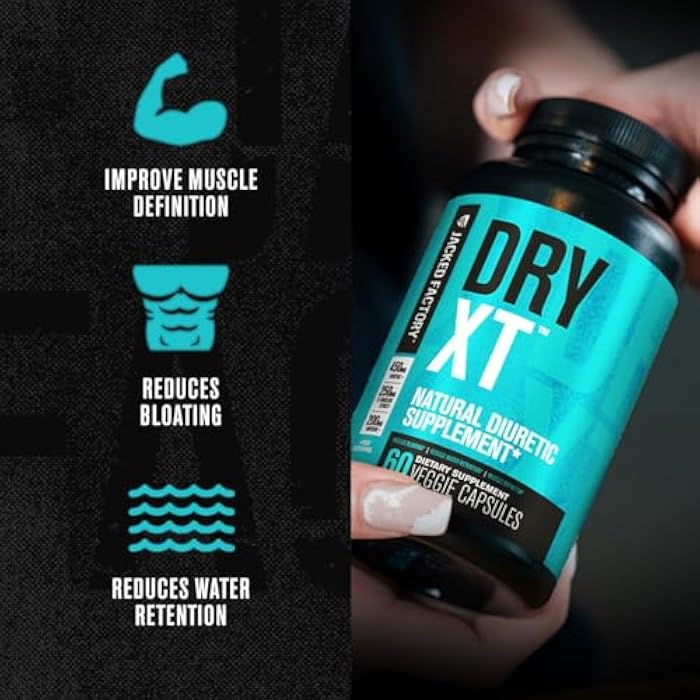 Jacked Factory Dry-XT Diuretic Water Pills - Natural Supplement | Reduces Water Retention & Bloating | Dandelion Root Extract, Potassium, 7 More Powerful Ingredients - 60 Veggie Capsules - Image 2