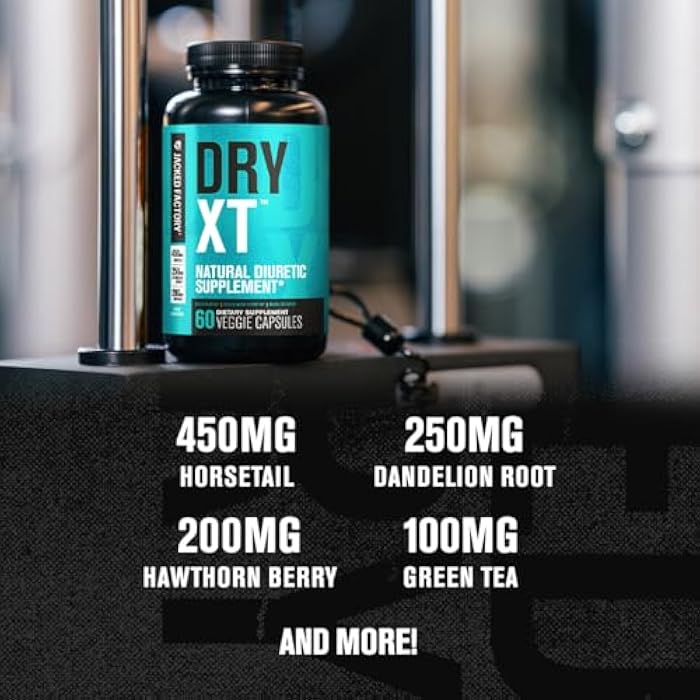 Jacked Factory Dry-XT Diuretic Water Pills - Natural Supplement | Reduces Water Retention & Bloating | Dandelion Root Extract, Potassium, 7 More Powerful Ingredients - 60 Veggie Capsules - Image 4