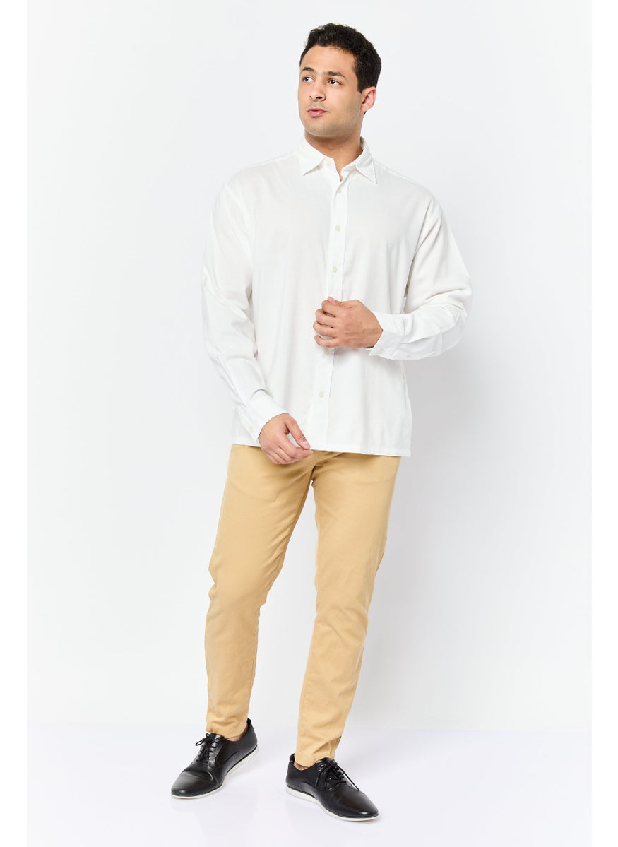 Jack Jones Men Regular Fit Solid Long Sleeve Casual Shirt, White  - Image 2